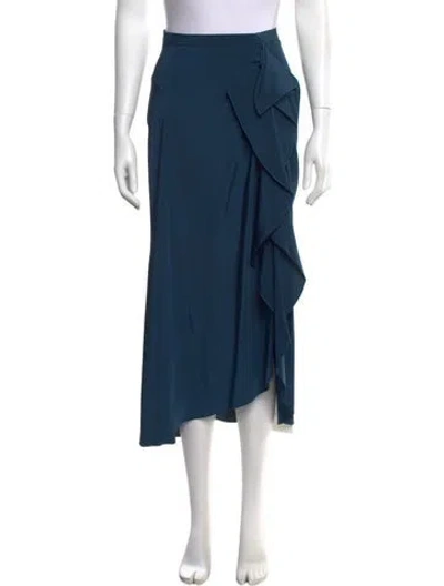Pre-owned Alejandra Alonso Rojas Silk Midi Length Skirt W/ Tags In Blue