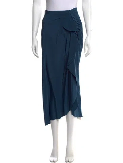 Pre-owned Alejandra Alonso Rojas Silk Midi Length Skirt W/ Tags In Blue