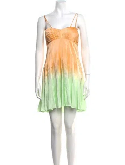 Pre-owned Alejandra Alonso Rojas Silk Mini Dress W/ Tags In Orange