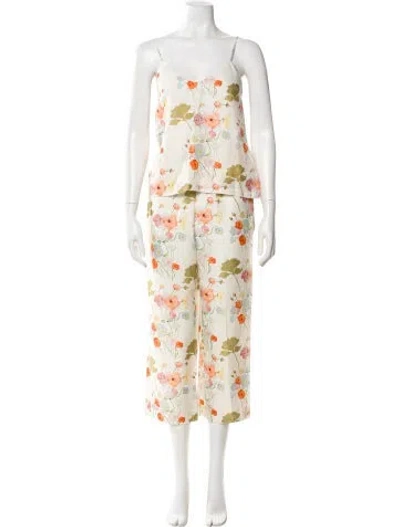 Pre-owned Alejandra Alonso Rojas Silk Printed Pajamas W/ Tags In Neutral