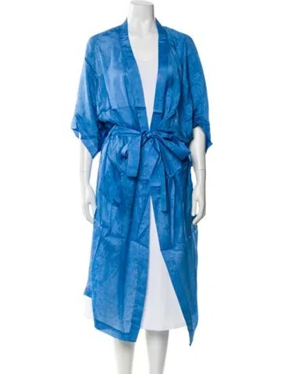 Pre-owned Alejandra Alonso Rojas Silk Robe W/ Tags In Blue