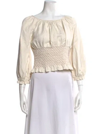 Pre-owned Alejandra Alonso Rojas Silk Scoop Neck Crop Top In Neutral