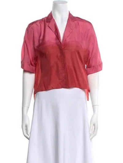 Pre-owned Alejandra Alonso Rojas Silk Short Sleeve Blouse In Pink
