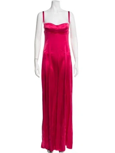 Pre-owned Alejandra Alonso Rojas Silk Square Neckline Jumpsuit W/ Tags In Pink