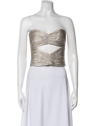 Pre-owned Alejandra Alonso Rojas Silk Strapless Crop Top In White