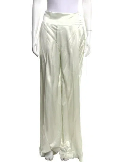 Pre-owned Alejandra Alonso Rojas Silk Wide Leg Pants In Green