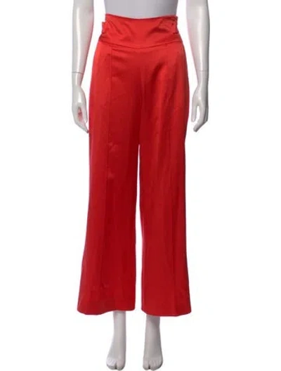 Pre-owned Alejandra Alonso Rojas Silk Wide Leg Pants In Red