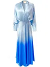Alejandra Alonso Rojas Silk Wrap Maxi Dress In Blue