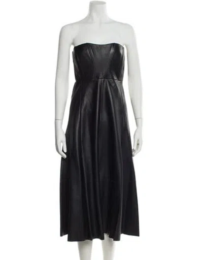 Pre-owned Alejandra Alonso Rojas Strapless Knee-length Dress In Black