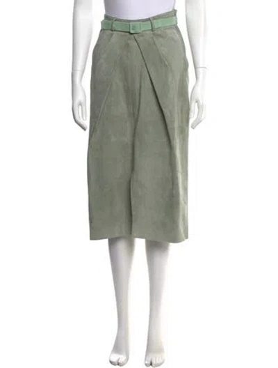 Pre-owned Alejandra Alonso Rojas Suede Midi Length Skirt In Green