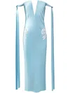 Alejandra Alonso Rojas Tied-sleeve Strapless Dress In Blue