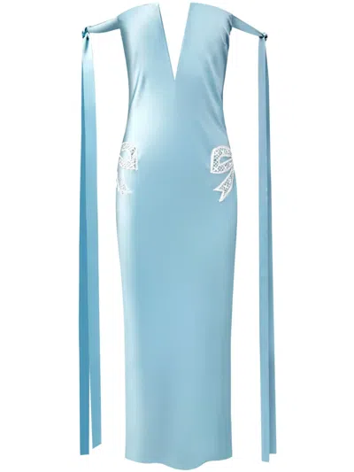 Alejandra Alonso Rojas Tied-sleeve Strapless Dress In Blue
