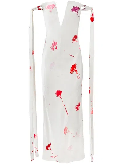 Alejandra Alonso Rojas Tied-sleeve Strapless Dress In White