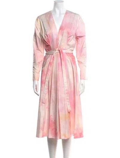 Pre-owned Alejandra Alonso Rojas Tie-dye Print Midi Length Dress In Pink
