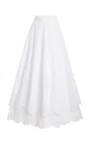 Alejandra Alonso Rojas Tiered Cotton Broderie Maxi Skirt In White
