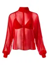 Alejandra Alonso Rojas Turtleneck Tie Blouse In Red