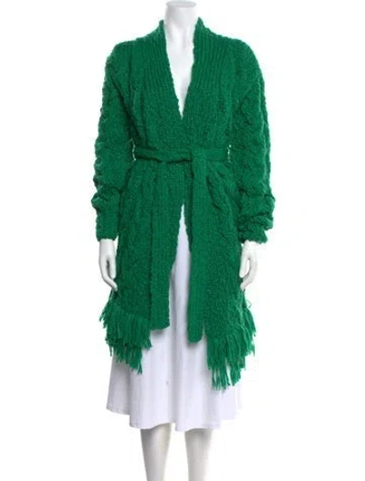 Pre-owned Alejandra Alonso Rojas Virgin Wool Open Front Sweater In Green