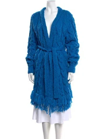 Pre-owned Alejandra Alonso Rojas Virgin Wool V-neck Sweater In Blue