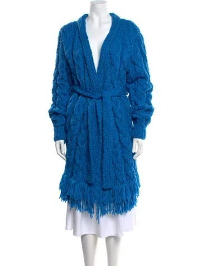 Pre-owned Alejandra Alonso Rojas Virgin Wool V-neck Sweater In Blue