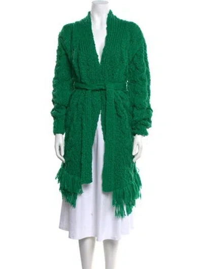 Pre-owned Alejandra Alonso Rojas Virgin Wool V-neck Sweater In Green