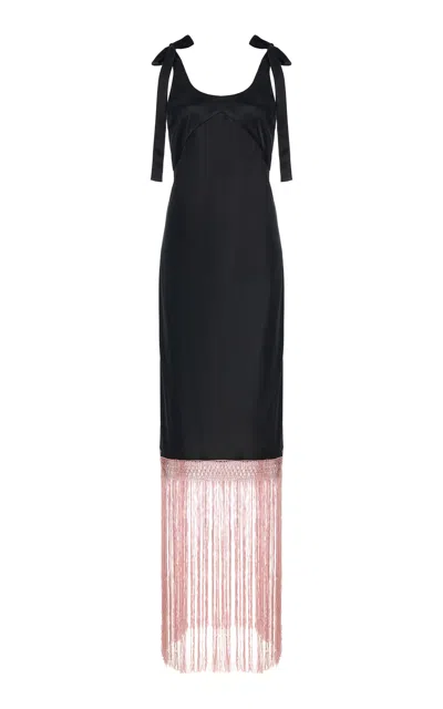 Alejandra Alonso Rojas Virginia Fringed Crepe Midi Dress In Black