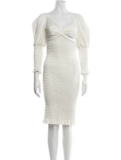 Pre-owned Alejandra Alonso Rojas V-neck Knee-length Dress In Neutrals
