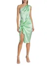 Alejandra Alonso Rojas Women's Knotted Charmeuse Knee-length Dress In Aquamarine