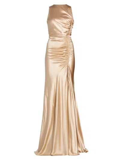 Alejandra Alonso Rojas Women's Ruched Charmeuse Gown In Dark Champagne