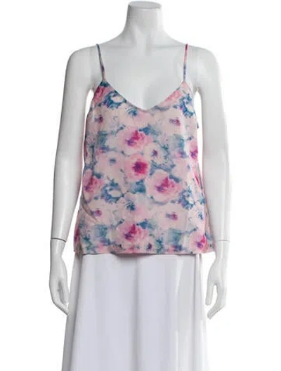 Pre-owned Alejandra Alonso Rojas Wool Floral Print Top In Pink