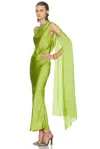 Alejandra Alonso Rojas X Revolve One Shoulder Dress With Cape In Green