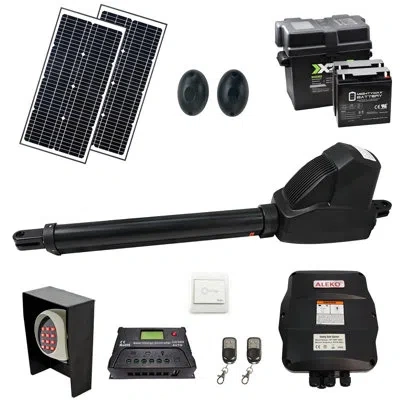 Aleko Single Swing Gate Operator - As600 Ac/dc - Solar Kit 60w In Black