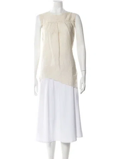 Pre-owned Aleksandr Manamïs Linen Crew Neck Tunic W/ Tags In White