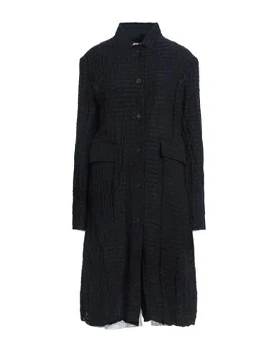 Aleksandr Manamïs Woman Coat Black Size 2 Organic Linen, Cotton, Wool