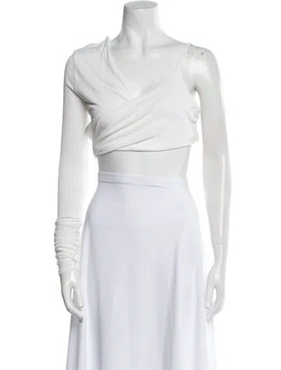Pre-owned Aleksandre Akhalkatsishvili Asymmetrical Sleeveless Crop Top In White