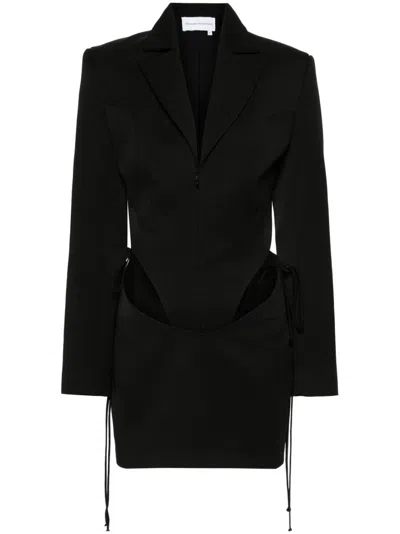 ALEKSANDRE AKHALKATSISHVILI BLACK CUT-OUT BLAZER MINI DRESS