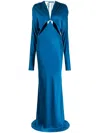 Aleksandre Akhalkatsishvili Cut Out-detail Satin Maxi Dress In Blue