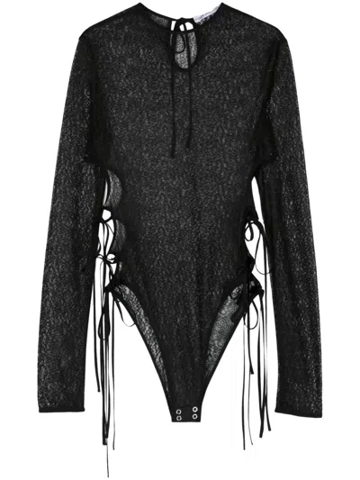 Aleksandre Akhalkatsishvili Cut-out Lace Bodysuit In Black
