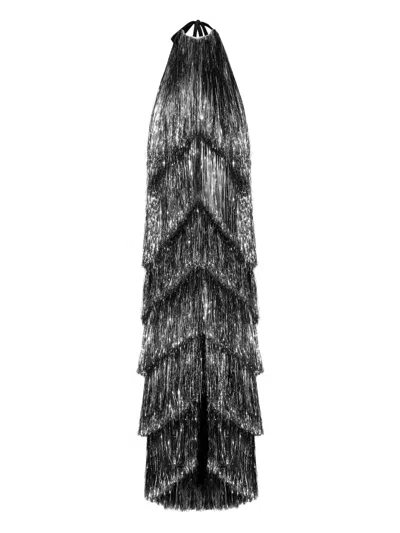 Aleksandre Akhalkatsishvili Fringe Maxi Dress In Silver