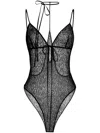 Aleksandre Akhalkatsishvili Halterneck Lace Bodysuit In Black