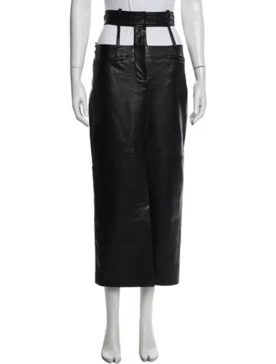 Pre-owned Aleksandre Akhalkatsishvili Leather Long Skirt In Black