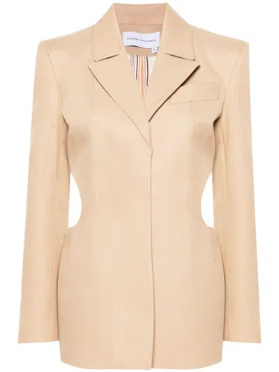 ALEKSANDRE AKHALKATSISHVILI NEUTRAL CUT-OUT SINGLE-BREASTED BLAZER - WOMEN'S - VISCOSE/POLYESTER