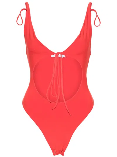 ALEKSANDRE AKHALKATSISHVILI RED CUT-OUT BODYSUIT