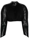 Aleksandre Akhalkatsishvili Black Cropped Faux-leather Biker Jacket In Black