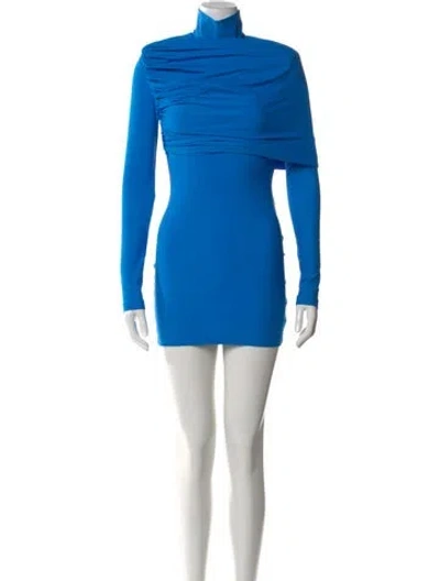 Pre-owned Aleksandre Akhalkatsishvili Turtleneck Mini Dress In Blue
