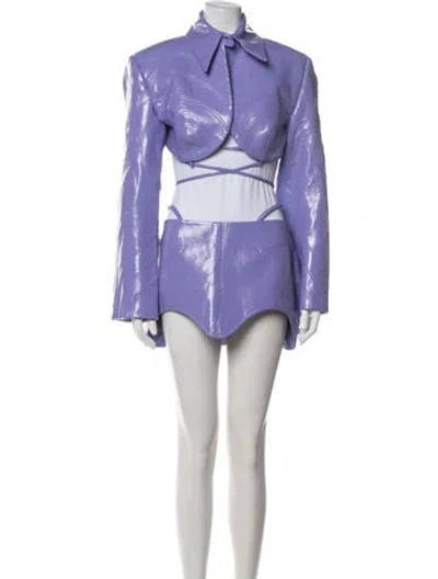 Pre-owned Aleksandre Akhalkatsishvili Vegan Leather Skirt Suit In Purple