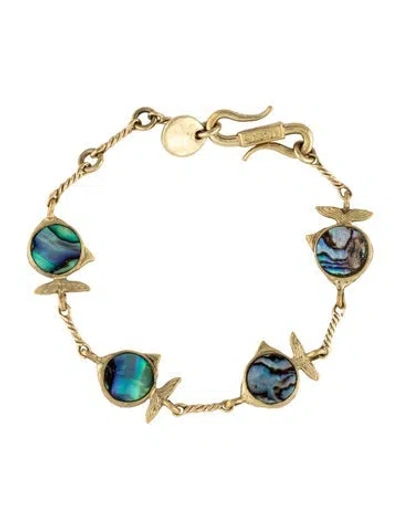 Pre-owned Alemais Abalone Calypso Fish Station Bracelet, 7" In Multicolor