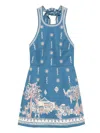 Alemais Acacia Printed Organic Cotton-drill Mini Dress In Blue