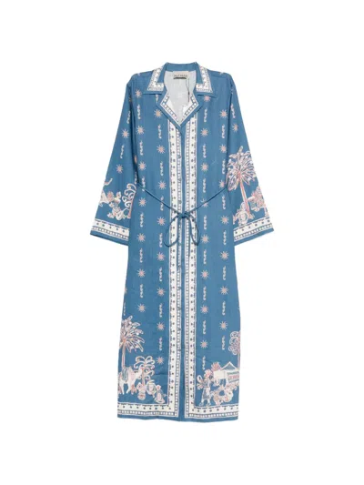 Alemais Acacia Patterned Tie Dress In Blue