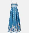Alemais Acacia Printed Linen Midi Dress In Blue