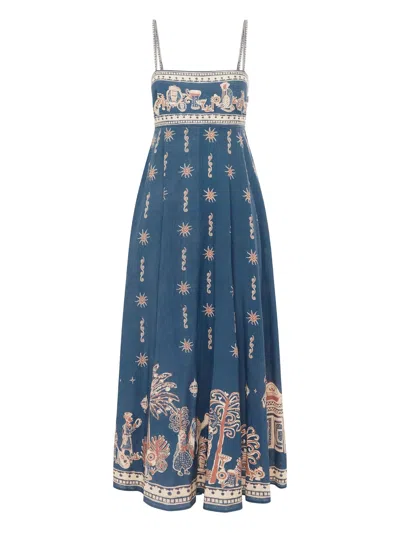 Alemais Acacia Square Neck Empire Waist Maxi Dress In Animal Print